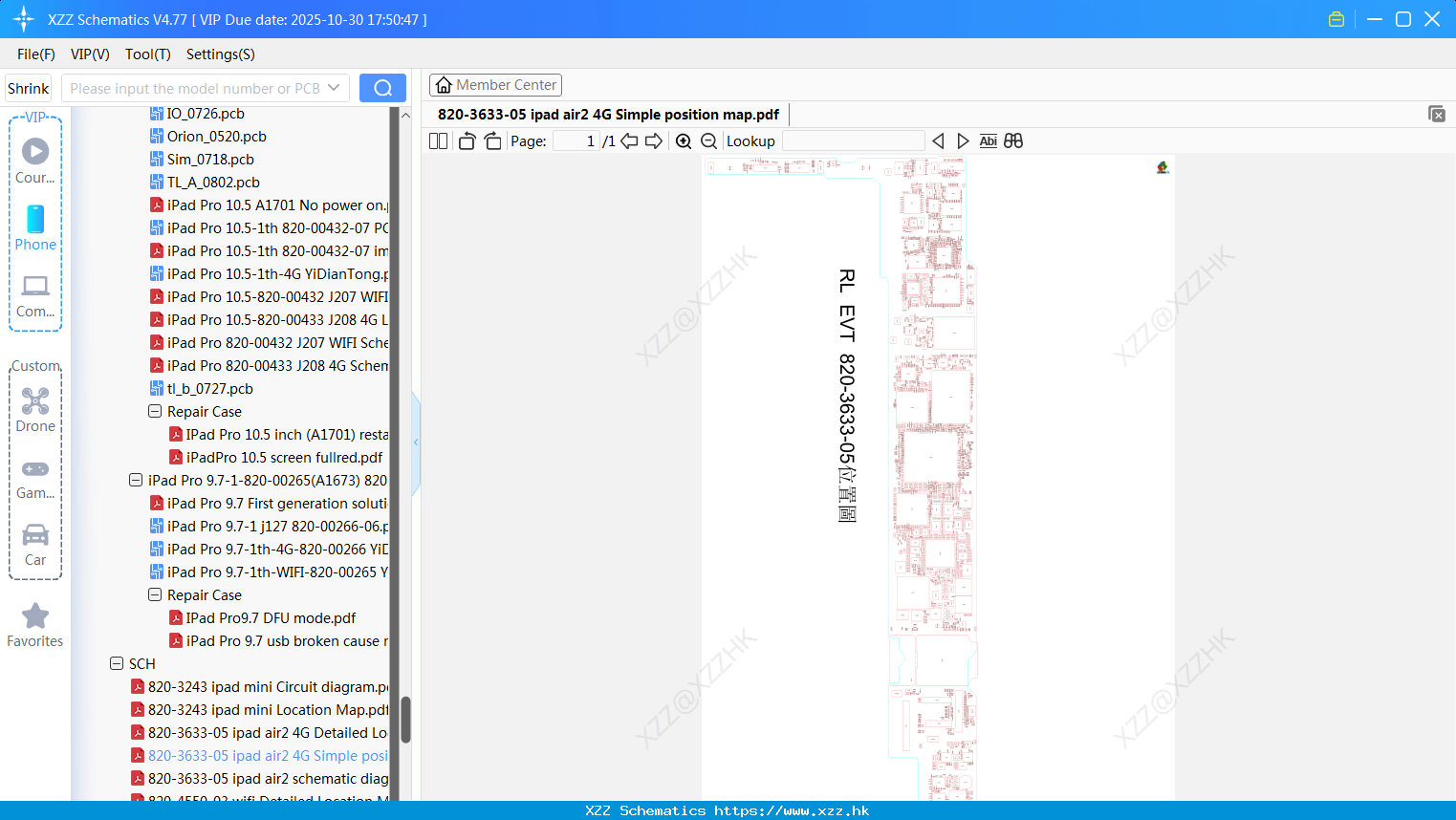 820-3633-05 Ipad Air2 4G Simple Position Map